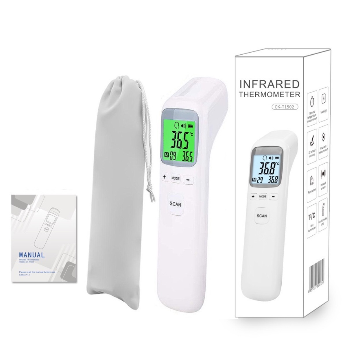 Digital Thermometer Infrared - 성인 및 어린이용 체온계, 비접촉식 이마