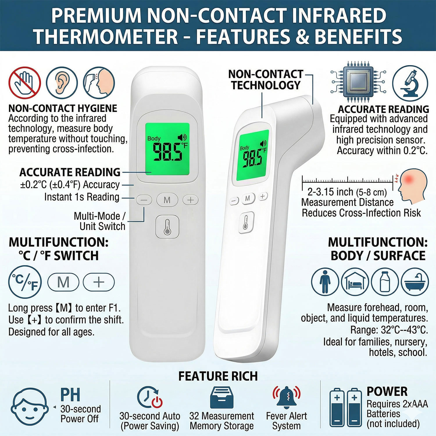 적외선 온도계 디지털 LCD 신체 측정 어린이 성인용  - Digital Thermometer Infrared 리뷰 및 가격