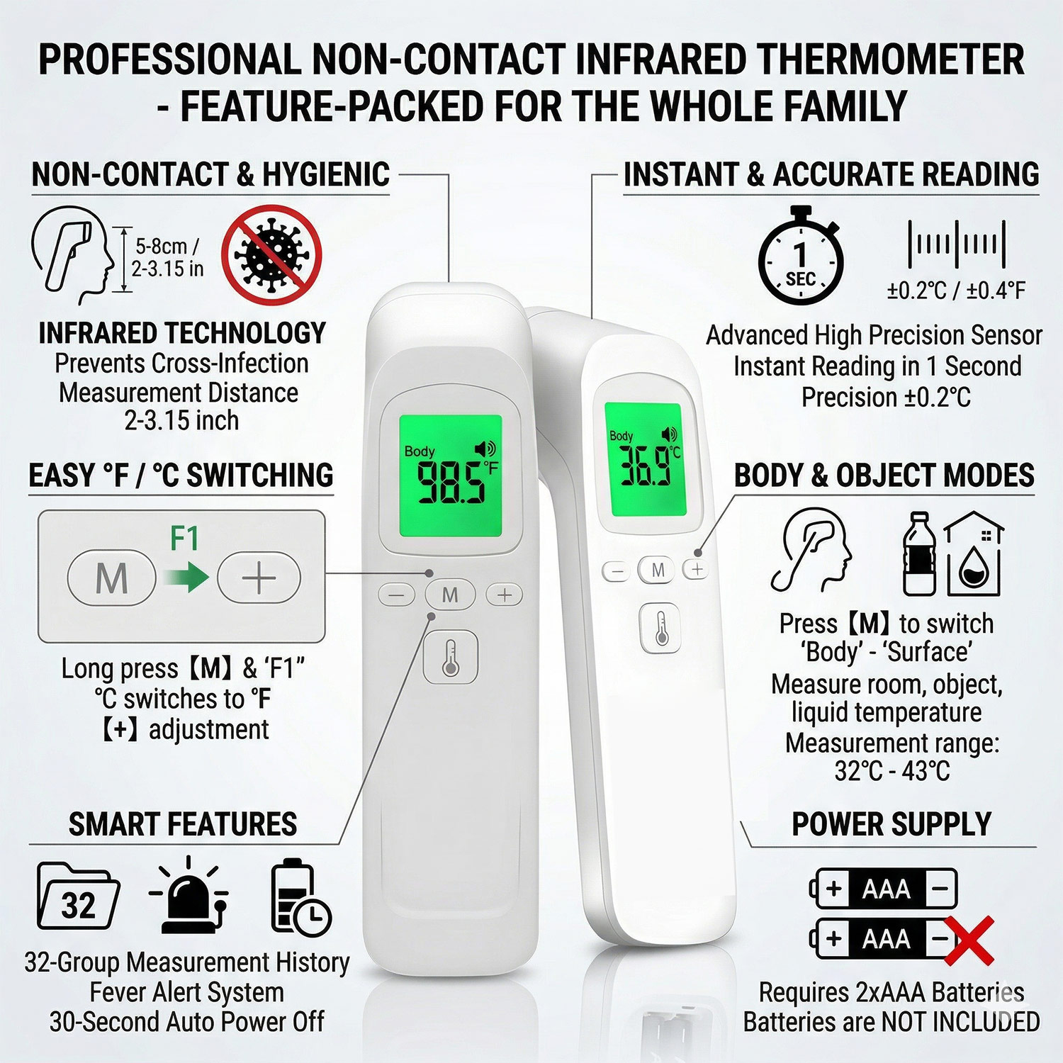 적외선 온도계 디지털 LCD 신체 측정 어린이 성인용  - Digital Thermometer Infrared 리뷰 및 가격
