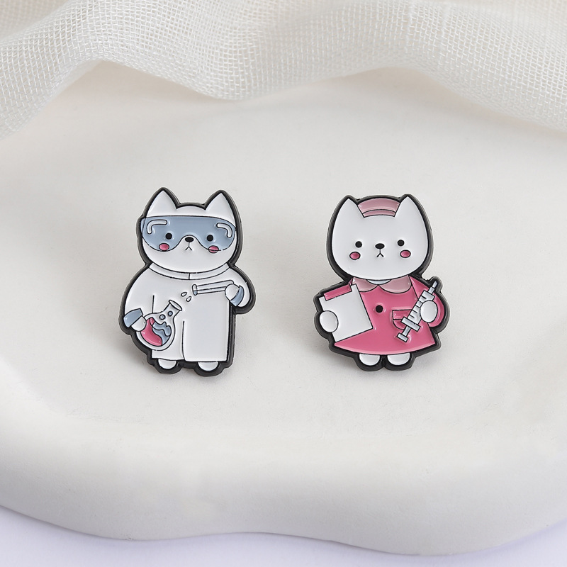 2개 귀여운 만화 의료용 고양이 에나멜 브로치 창의적인 - Medical Lab Gifts 리뷰 및 가격