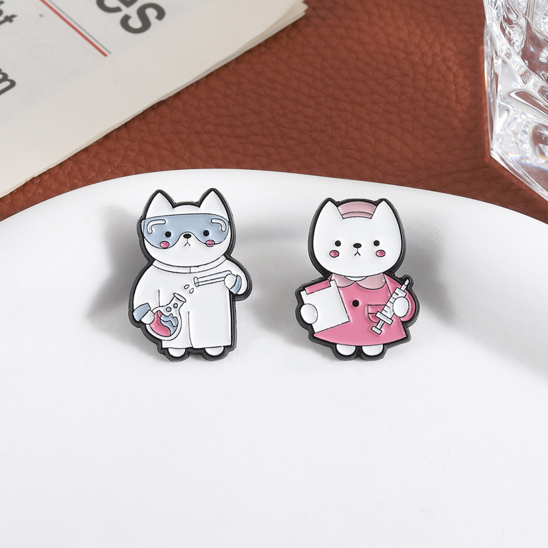 2개 귀여운 만화 의료용 고양이 에나멜 브로치 창의적인 - Medical Lab Gifts 리뷰 및 가격